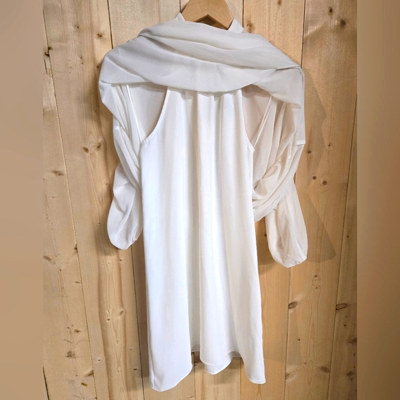 TRINA TURK Rhyme Cocktail Dress, White Halter Sleeveless Sheer Overlay Sz XS NWT - Picture 5 of 12